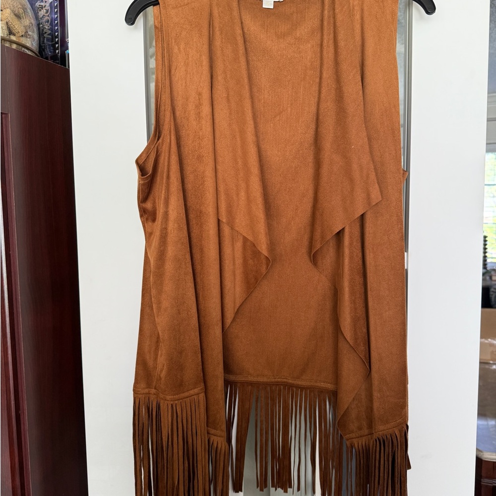 New Brown Seude Fringe Sleeveless Vest - Never used - Picture 12 of 12
